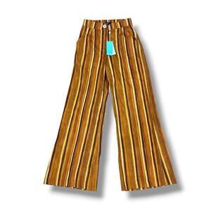 NWT Shore Size S Orange Brown Stripe Flare Wide Leg Pants